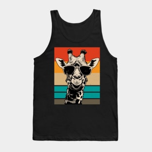 Funny Retro Giraffe with Sunglasses Tank Top